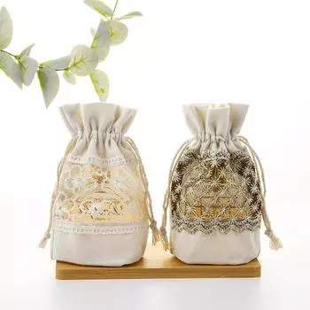 Красивые кружевные сумки на шнурке, бежевые холщовые сумки для хранения на окнах, новогодние сумки для конфет, рождественские подарочные пакеты