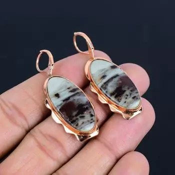 Красивые медные ювелирные серьги ручной работы с драгоценным камнем Edulite для нее 1.97 inches коричневый