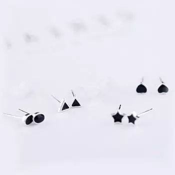 Красивые мини-крутые черные капающие масляные модные украшения женские серьги-гвоздики в форме сердца в корейском стиле round