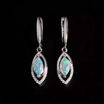 Красивые модные серьги-подвески из натурального опала с разноцветными драгоценными камнями из серебра 925 пробы, изящные ювелирные украшения в подарок для женщин и девушек M белый