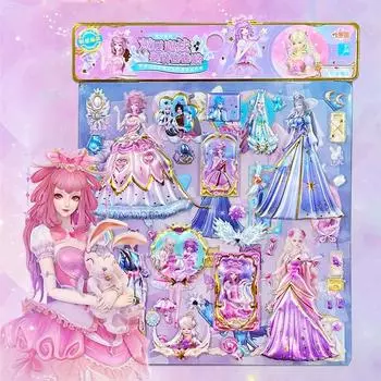 Красивые наклейки принцессы, двухслойные, мультяшные, для девочек, милые, трехмерные, позолоченные, наградные наклейки