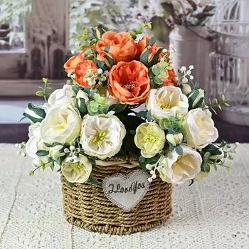 Красивые не выцветающие декоративные яркие цвета украшения для дома поддельные розы для гостиной искусственный гибискус темно-оранжевого