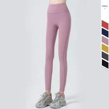 Красивые ноги персиковые брюки женские Cloud-Sense высокая талия утягивающие бедра брюки для йоги без смущающих линий бег фитнес брюки S чёрный