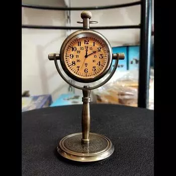 Красивые офисные настольные часы с дизайнерской подставкой, кварцевые часы с яркими цифрами из полированной латуни, декор стола, коллекционный подарок S коричневый