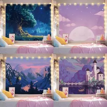 Красивые пейзажные обои в аренду, настенное покрытие для гостиной, декоративная картина для комнаты, фоновая ткань для спальни, подвесной ковер, стена 1 0.7