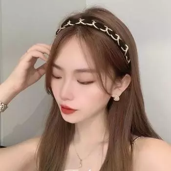 Красивые повязки для волос, модные металлические цепочки, органза, декоративные повязки для волос, головные уборы для девочек, женские аксессуары для волос чёрный