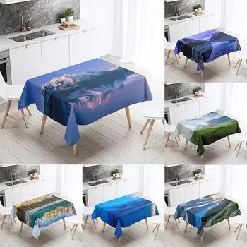 Красивые природные пейзажи с принтом скатерть на открытом воздухе для пикника, кемпинга, устойчивая к пятнам, водонепроницаемая скатерть, украшение для дома 40x70cm
