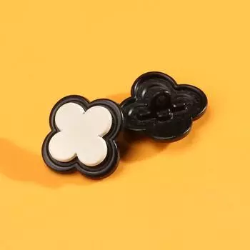 Красивые пуговицы Женская одежда Топы Пальто Свитера Пуговицы-цветы Аксессуары Детское украшение Маленькие пуговицы Металл 1 #white + black * 32L = 20.0 MM