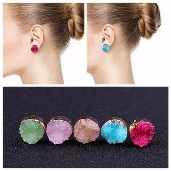 Красивые ретро персонализированные серьги-гвоздики из натурального камня оранжевый