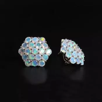 Красивые роскошные большие серьги из серебра 925 пробы с натуральным эфиопским опалом 13,3 карата для женщин, день рождения, юбилей белый