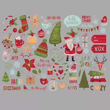 Красивые рождественские элементы, нашивки для рюкзака, новая футболка с теплопередачей «сделай сам», украшение для джинсов, рождественское украшение с термопереносом 12x8.7 cm