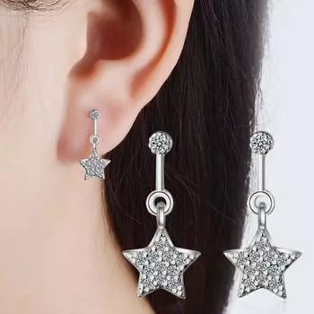 Красивые серьги Асимметричные серьги из циркония в форме луны, женские модные серьги-гвоздики в форме звезды, элегантные украшения для банкета
