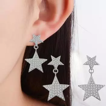 Красивые серьги Цирконий Модные женские трендовые серьги-гвоздики в форме звезды Элегантные темпераментные украшения для банкета