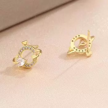 Красивые серьги для женщин, модные круглые серьги из циркония, серьги в форме любви, подарочные украшения на каждый день золотой