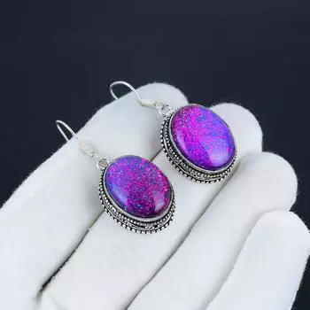 Красивые серьги из серебра 925 пробы с синим триплетным опалом Sipanie, серьги-подвески из серебра ручной работы в стиле бохо, подарок для любви 1.57 синий