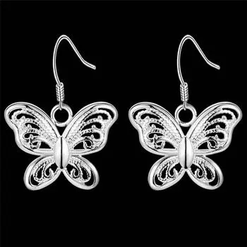 Красивые серьги-капли из стерлингового серебра 925 пробы с бабочкой для женщин, модные праздничные подарки, классические вечерние свадебные украшения