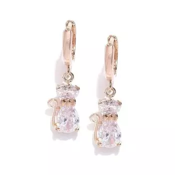Красивые серьги-капли с американскими бриллиантами с покрытием из розового золота для женщин и девочек (Розовое золото и белый)