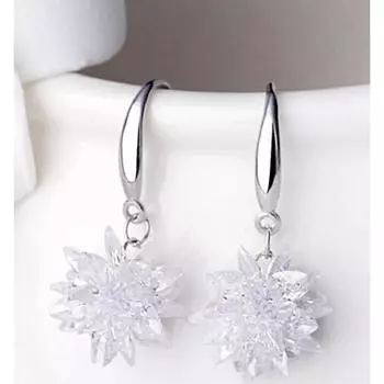 Красивые серьги-крючки в виде ледяного цветка в японском и корейском стиле, корейская мода, простые серьги в холодном стиле 925 белый