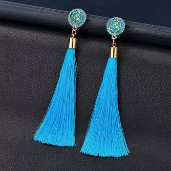 Красивые серьги, преувеличенные длинные темпераментные серьги с бахромой в виде цветка розы для модных трендовых женщин озеро синий