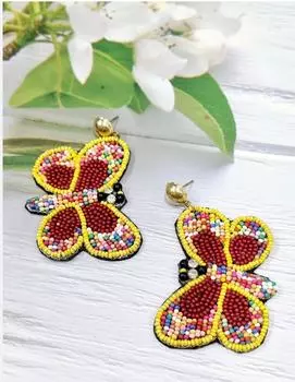 Красивые серьги ручной работы L розовый