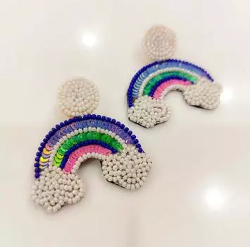 Красивые серьги ручной работы L темно-красного