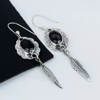 Красивые серьги с аметистом, серьги из стерлингового серебра 925 пробы, серьги-подвески из серебра в стиле бохо ручной работы, подарки на годовщину 2.75 фиолетовый