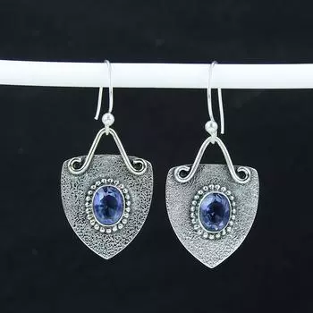 Красивые серьги с аметистовыми камнями, серьги из стерлингового серебра 925 пробы, серьги-подвески из серебра ручной работы в стиле бохо, подарок на вечеринку 2.16 фиолетовый