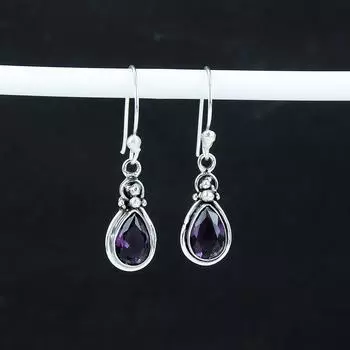 Красивые серьги с аметистовыми камнями, серьги из стерлингового серебра 925 пробы, серьги-подвески из серебра ручной работы в стиле бохо, подарок на помолвку 29.99 фиолетовый