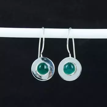Красивые серьги с драгоценными камнями из зеленого оникса, серьги из стерлингового серебра 925 пробы, серьги-подвески ручной работы в стиле бохо из серебра, подарок на день рождения 1.37 зелёный