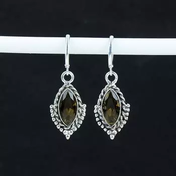 Красивые серьги с дымчатым топазом, серьги из стерлингового серебра 925 пробы, серьги-подвески из серебра ручной работы в стиле бохо, подарок на вечеринку 1.77 коричневый
