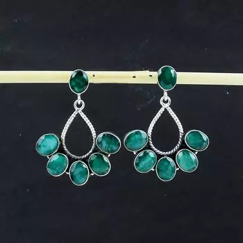 Красивые серьги с изумрудными камнями, серьги из стерлингового серебра 925 пробы, серьги-подвески ручной работы в стиле бохо из серебра, подарок на День благодарения зелёный