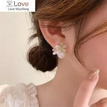 Красивые серьги с жемчугом в виде цветка опала для женщин в корейском стиле, новый темперамент Brincos оптом
