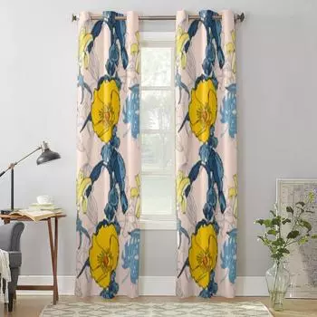 Красивые тропические цветочные экзотические оконные шторы для гостиной, кухни, современные шторы, домашний декор, жалюзи, шторы 135W x 60H(cm) x1