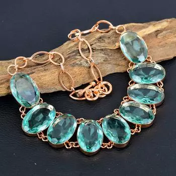 Красивые украшения из апатита, медное ожерелье ручной работы, регулируемое ожерелье-цепочка, женские украшения с драгоценными камнями для нее 18 Inches With Adjustable синий