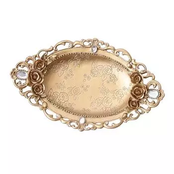 Красивые ювелирные изделия из смолы и золота с декором комнаты с резьбой по цветку 19.5x12x3cm золотой