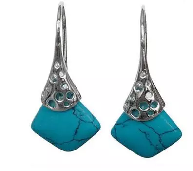 Красивые ювелирные изделия, модные серьги из стерлингового серебра 925 пробы с синим камнем