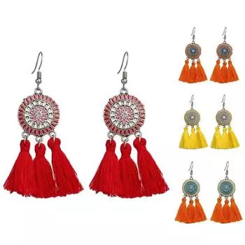 Красивые ювелирные серьги с цветочной резьбой в форме подсолнуха, безопасные для использования в стиле ретро красный