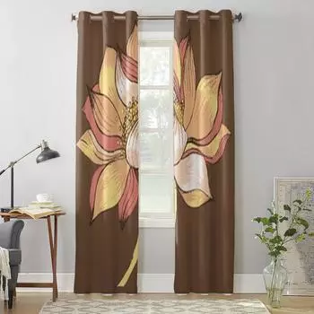 Красивые восточные цветочные оконные шторы для гостиной, роскошный декор для спальни, занавески для кухни, занавески для окон 135W x 60H(cm) x1