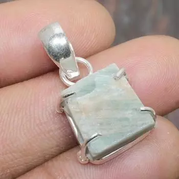 Красивый амазонитовый грубый драгоценный камень ручной работы из твердого серебра 925 пробы ювелирный кулон 1.18 Inches зелёный
