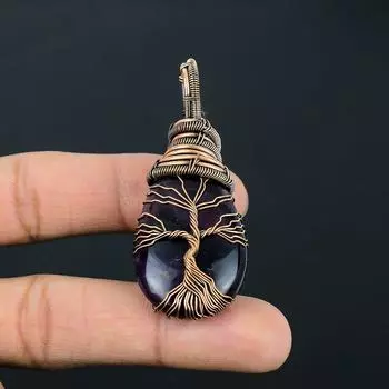 Красивый аметист, драгоценный камень, подвеска ручной работы из чистой медной проволоки, обернутая ювелирными изделиями 2.56 Inches фиолетовый