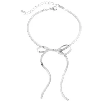 Красивый бант-браслет на щиколотку, элегантный длинный браслет на щиколотку, регулируемый браслет на щиколотку для женщин серебряный