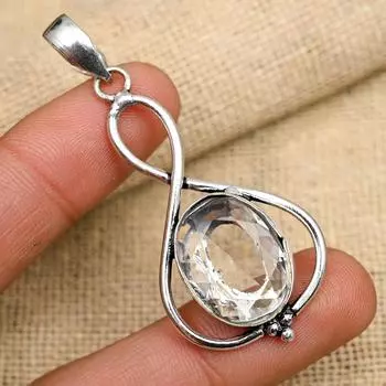 Красивый белый топаз, драгоценный камень, подвеска ручной работы из стерлингового серебра 925 пробы для нее