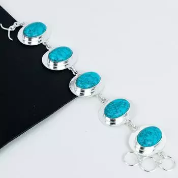 Красивый бирюзовый драгоценный камень браслет ручной работы из стерлингового серебра 925 пробы, бирюзовый браслет для жены, браслет унисекс, праздничные наряды в подарок 8 синий