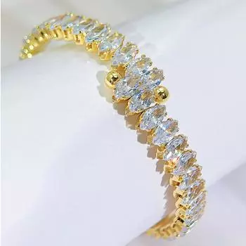 Красивый блестящий браслет CMM с цирконием AAA, регулируемый открытый браслет, женские модные ручные украшения для подарка подружке невесты золотой