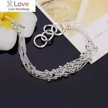 Красивый браслет-цепочка из пятирядного серебра 925 пробы с кисточками и бусинами для женщин, свадебные аксессуары, подарок на вечеринку, модные ювелирные изделия