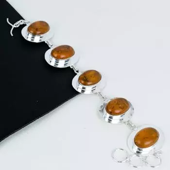 Красивый браслет из Балтийского янтаря ручной работы из стерлингового серебра 925 пробы, браслет из Балтийского янтаря для жены, браслет унисекс, подарки на день рождения 8 оранжевый