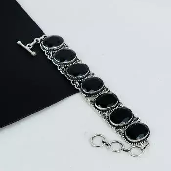 Красивый браслет из драгоценных камней Black Spine, серебряный браслет ручной работы 925 пробы, браслет Black Spine для жены, браслет унисекс, подарок на День благодарения 8 чёрный