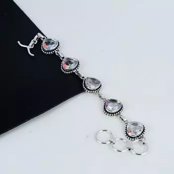Красивый браслет из драгоценных камней Mycitc Topaz, серебряные украшения ручной работы 925 пробы, браслет Mycitc Topaz для жены, браслет унисекс на помолвку 8 белый