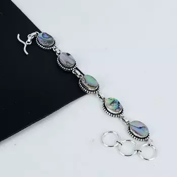 Красивый браслет из драгоценных камней в виде ракушки-ушка ручной работы из серебра 925 пробы, браслет из ракушки-ушка для жены, браслет унисекс, подарок на День отца 8 зелёный