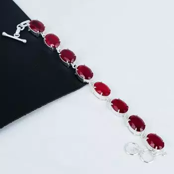 Красивый браслет из красного рубина ручной работы из стерлингового серебра 925 пробы, браслет из красного рубина для жены, браслет унисекс на день рождения 8 красный